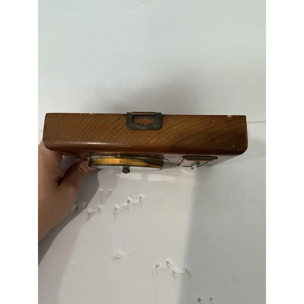 Vintage Dutch German Weather Station Barometer Aneroid 1950s Wall Hanging Wood